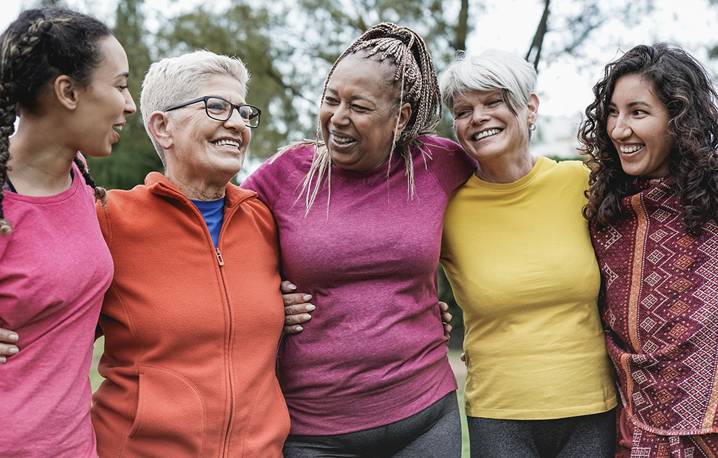 Group of diverse women smiling together